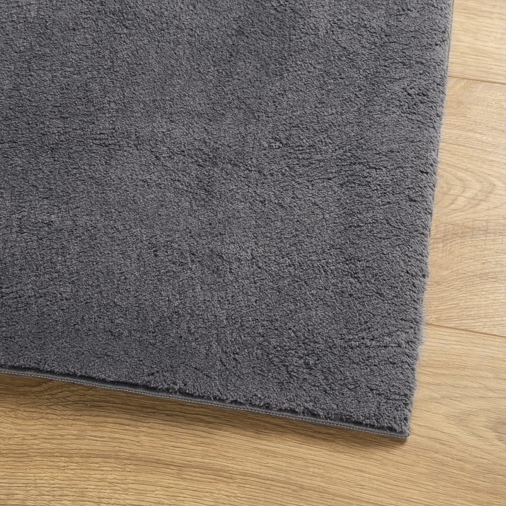 vidaXL Tapis HUARTE à poils courts, doux et lavable, anthracite 80x250 cm