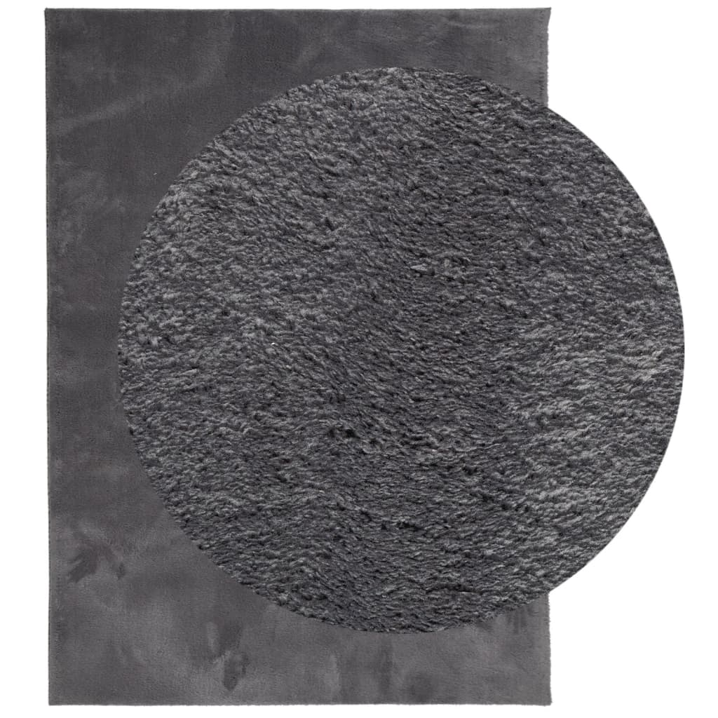 vidaXL Tapis HUARTE à poils courts, doux et lavable, anthracite 140x200 cm