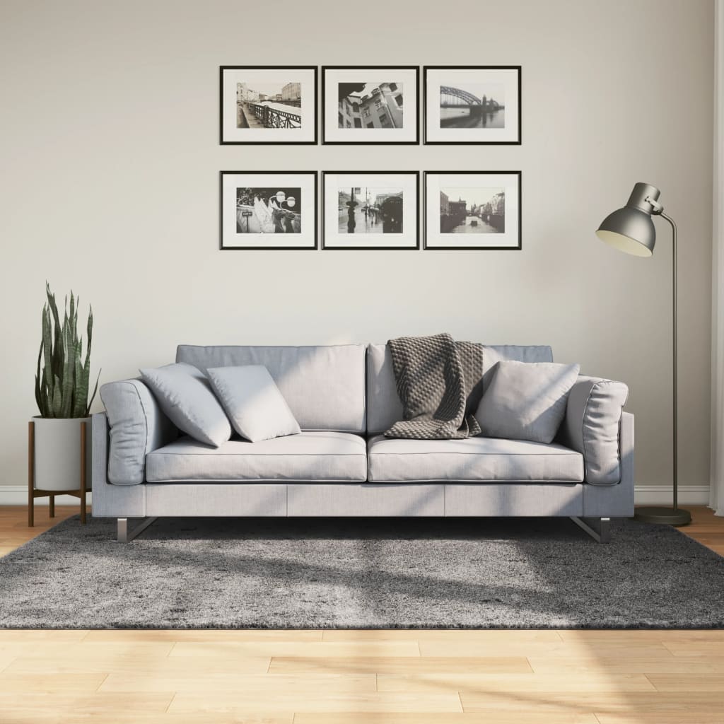 vidaXL Tapis HUARTE à poils courts, doux et lavable, anthracite 140x200 cm