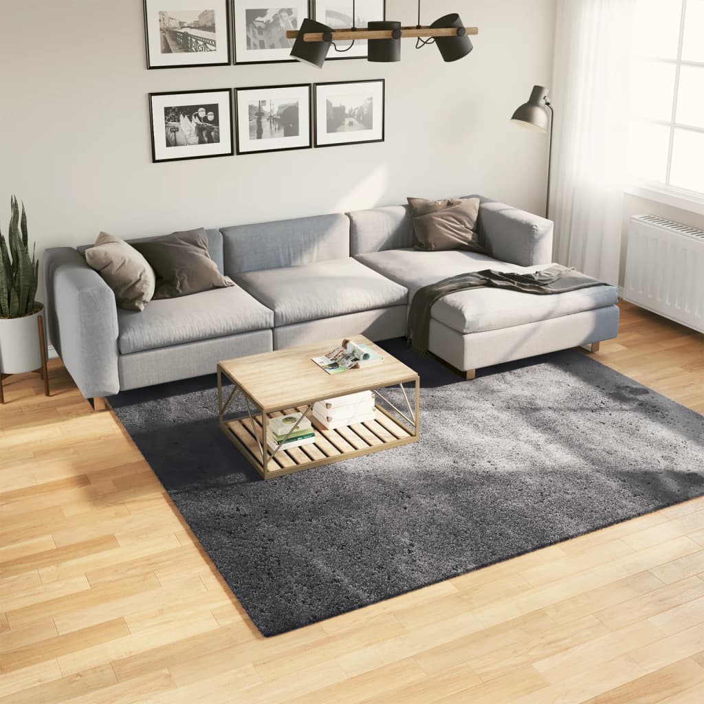vidaXL Tapis HUARTE à poils courts doux et lavable anthracite 240x240 cm