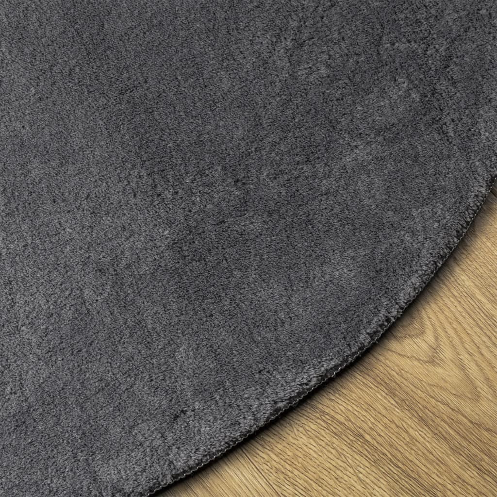 vidaXL Teppich HUARTE Kurzflor Weich und Waschbar Anthrazit Ø 80 cm