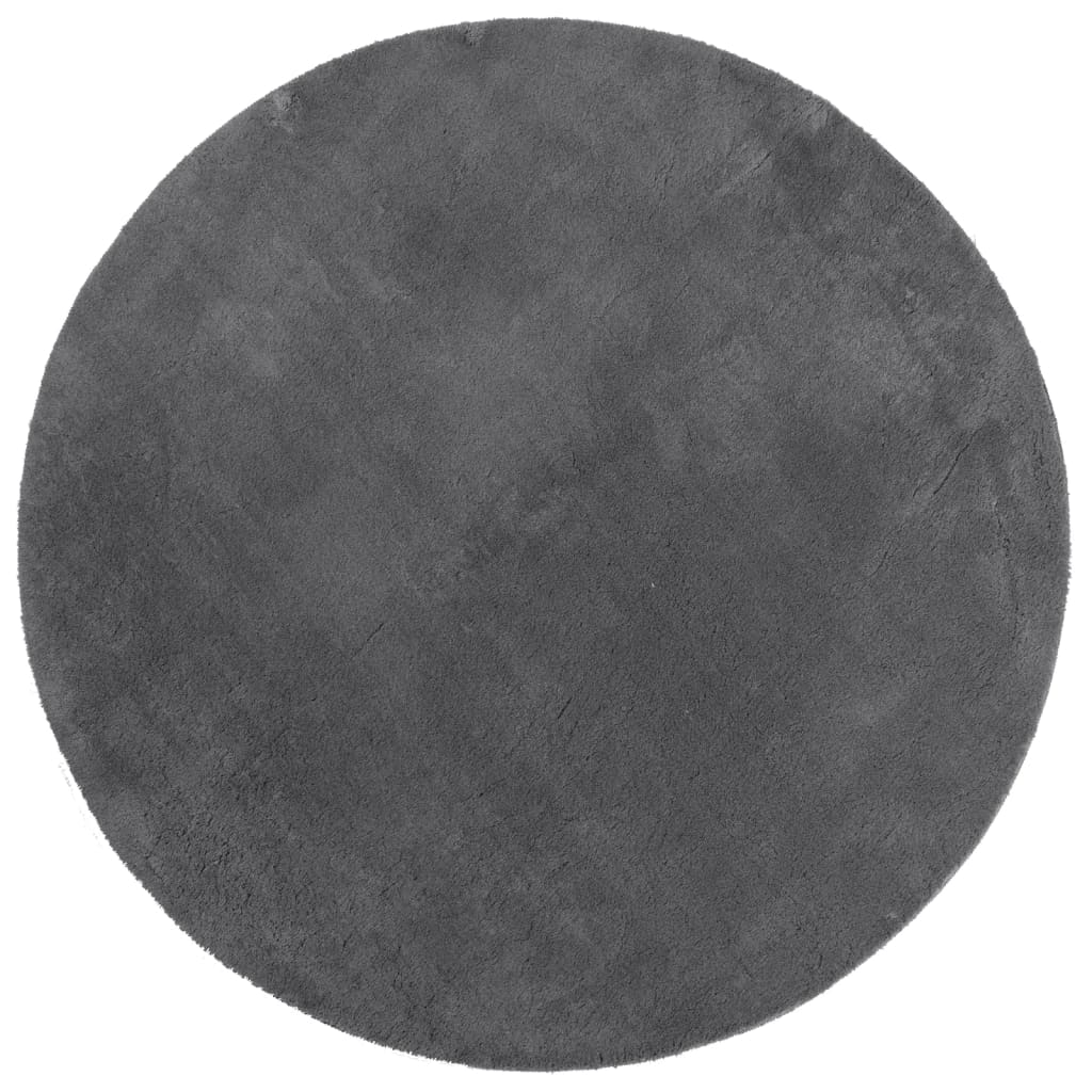 vidaXL Teppich HUARTE Kurzflor Weich und Waschbar Anthrazit Ø 100 cm