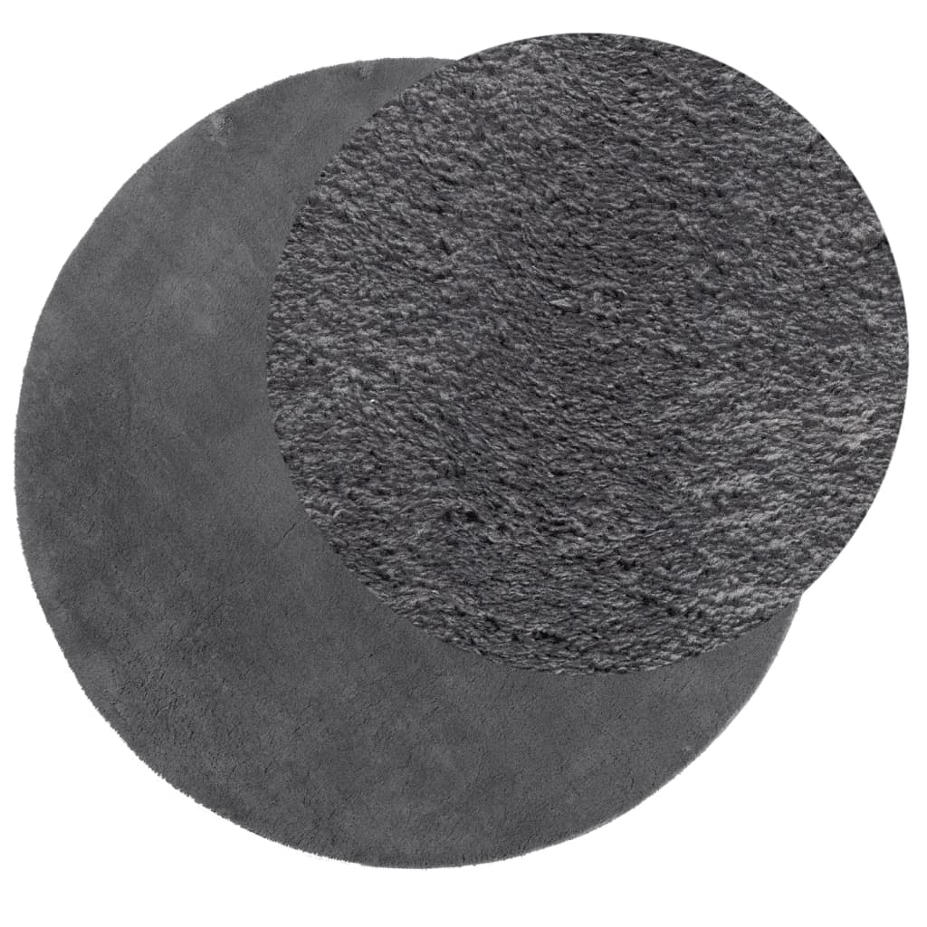 vidaXL Teppich HUARTE Kurzflor Weich und Waschbar Anthrazit Ø 100 cm