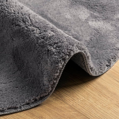 vidaXL Teppich HUARTE Kurzflor Weich und Waschbar Anthrazit Ø 100 cm