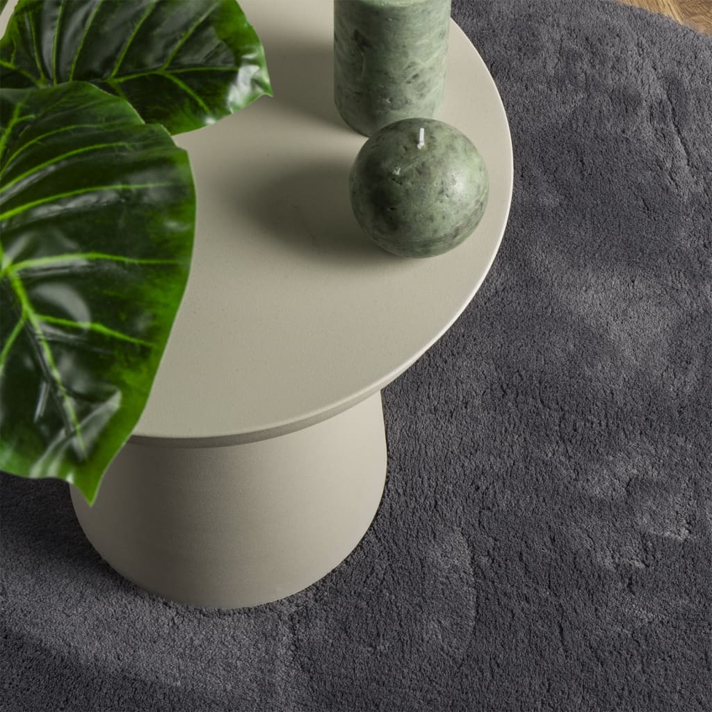 vidaXL Teppich HUARTE Kurzflor Weich und Waschbar Anthrazit Ø 100 cm