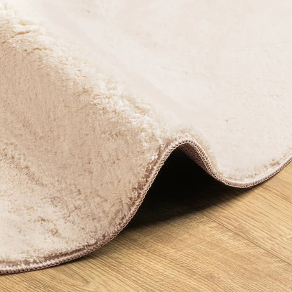 vidaXL Teppich HUARTE Kurzflor Weich und Waschbar Beige Ø 120 cm