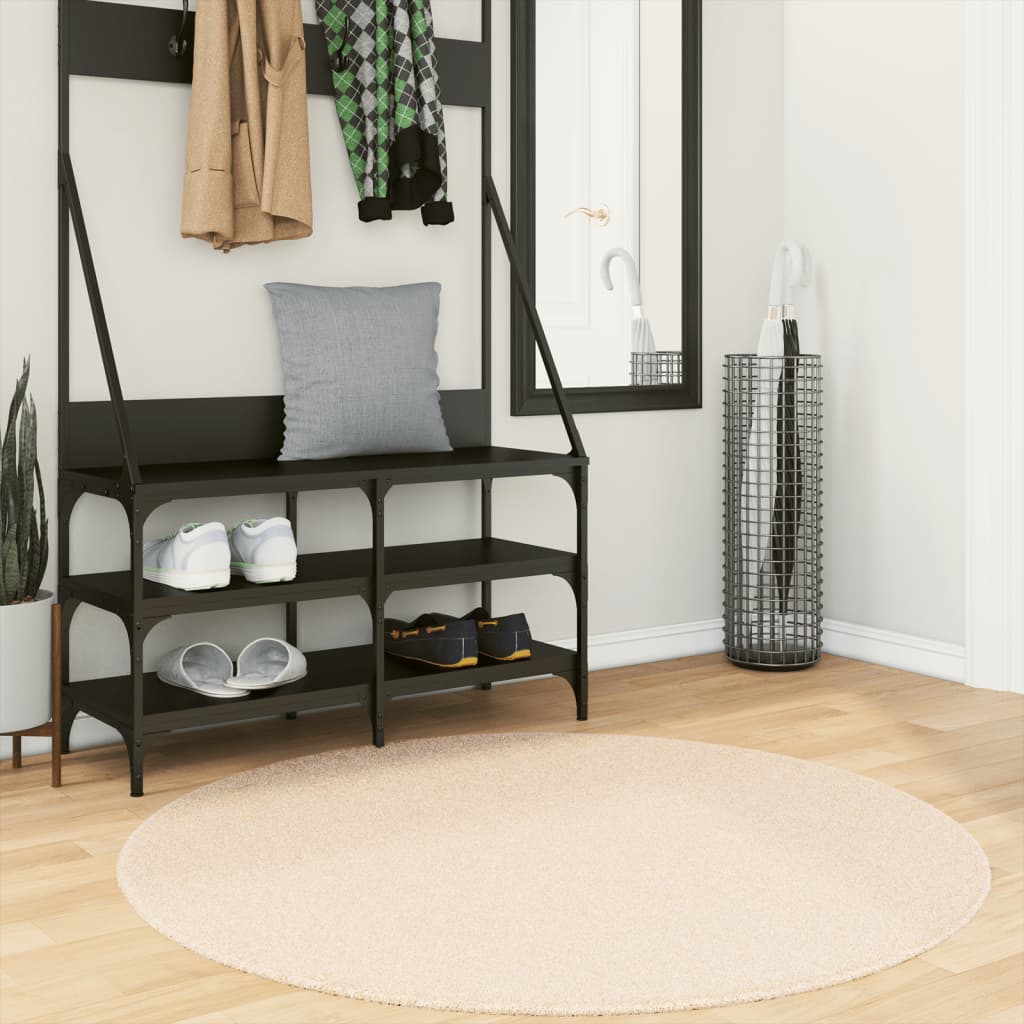 vidaXL Teppich HUARTE Kurzflor Weich und Waschbar Beige Ø 120 cm
