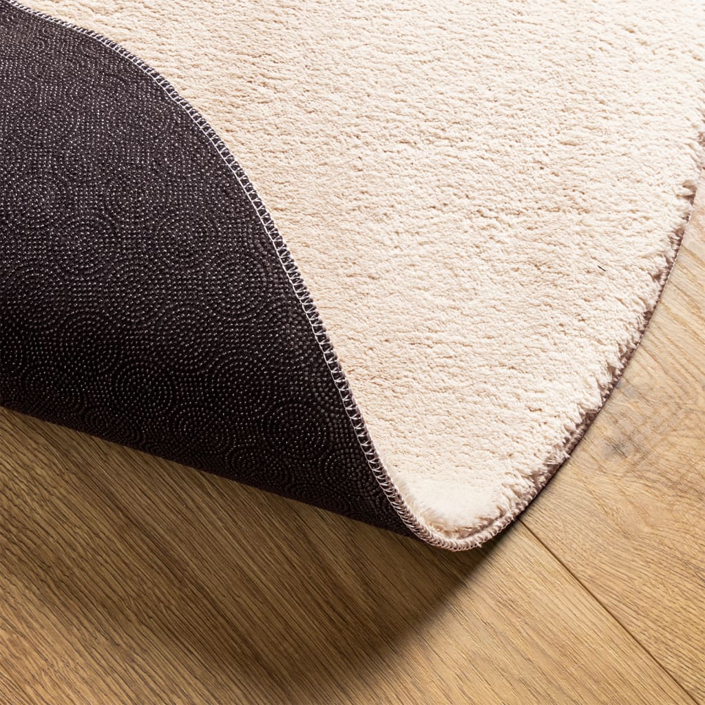 vidaXL Teppich HUARTE Kurzflor Weich und Waschbar Beige Ø 200 cm