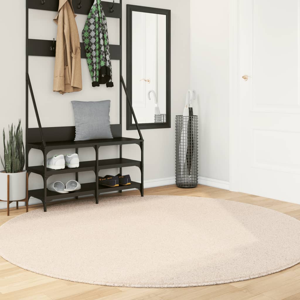 vidaXL Teppich HUARTE Kurzflor Weich und Waschbar Beige Ø 200 cm