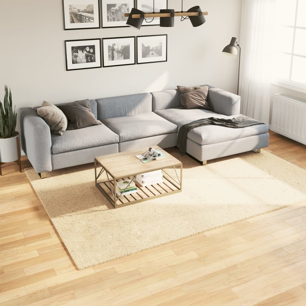 vidaXL Tapis HUARTE à poils courts, doux et lavable Crème 200x280 cm