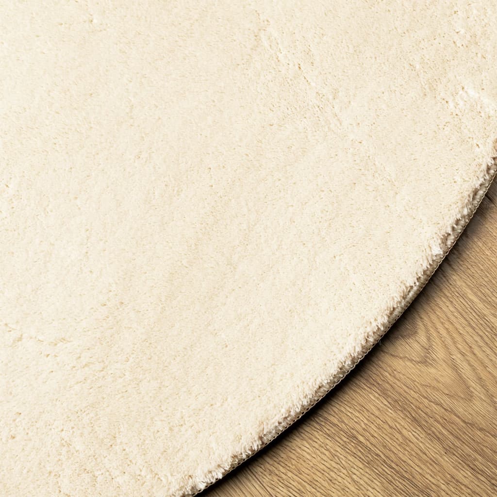 vidaXL Teppich HUARTE Kurzflor Weich und Waschbar Creme Ø 80 cm