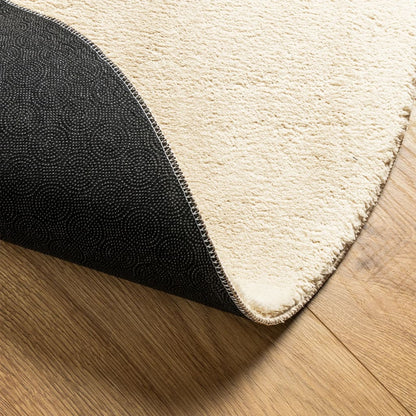 vidaXL Teppich HUARTE Kurzflor Weich und Waschbar Creme Ø 80 cm