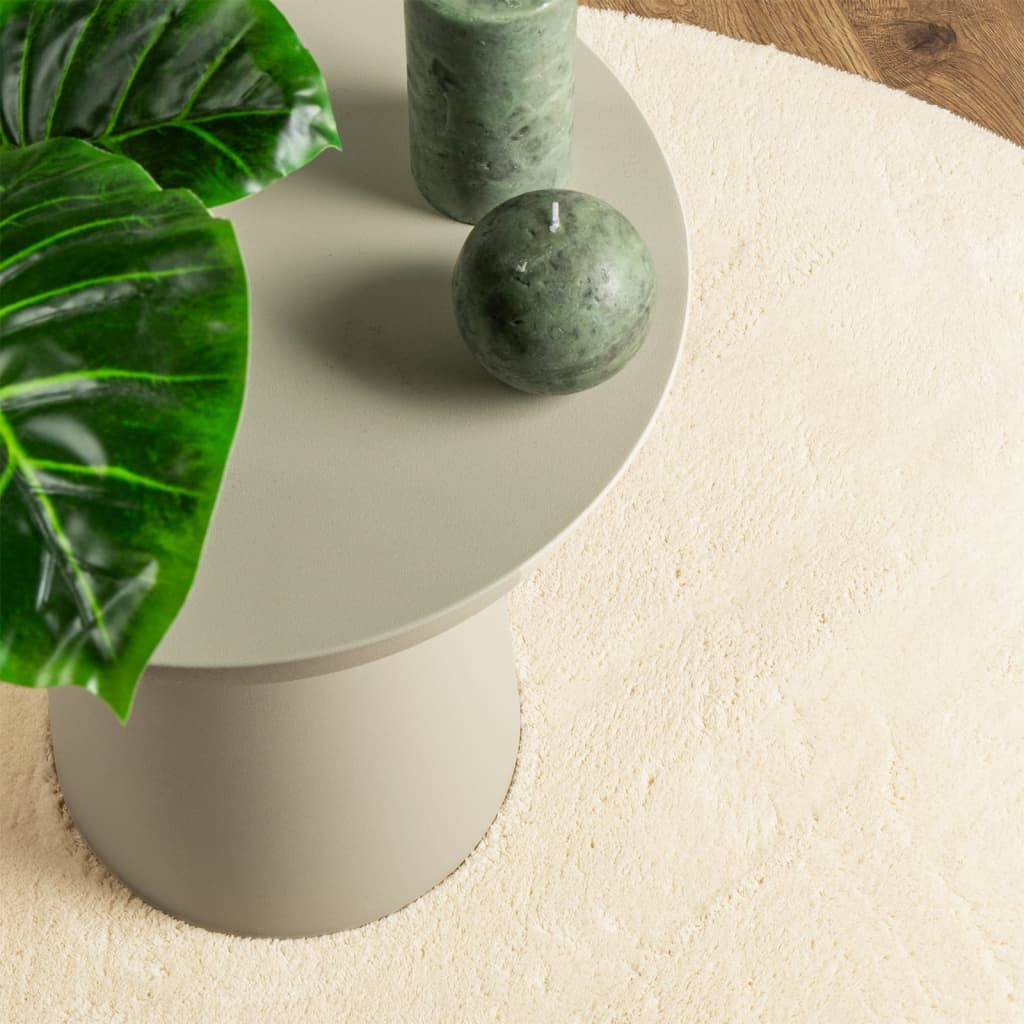 vidaXL Teppich HUARTE Kurzflor Weich und Waschbar Creme Ø 80 cm