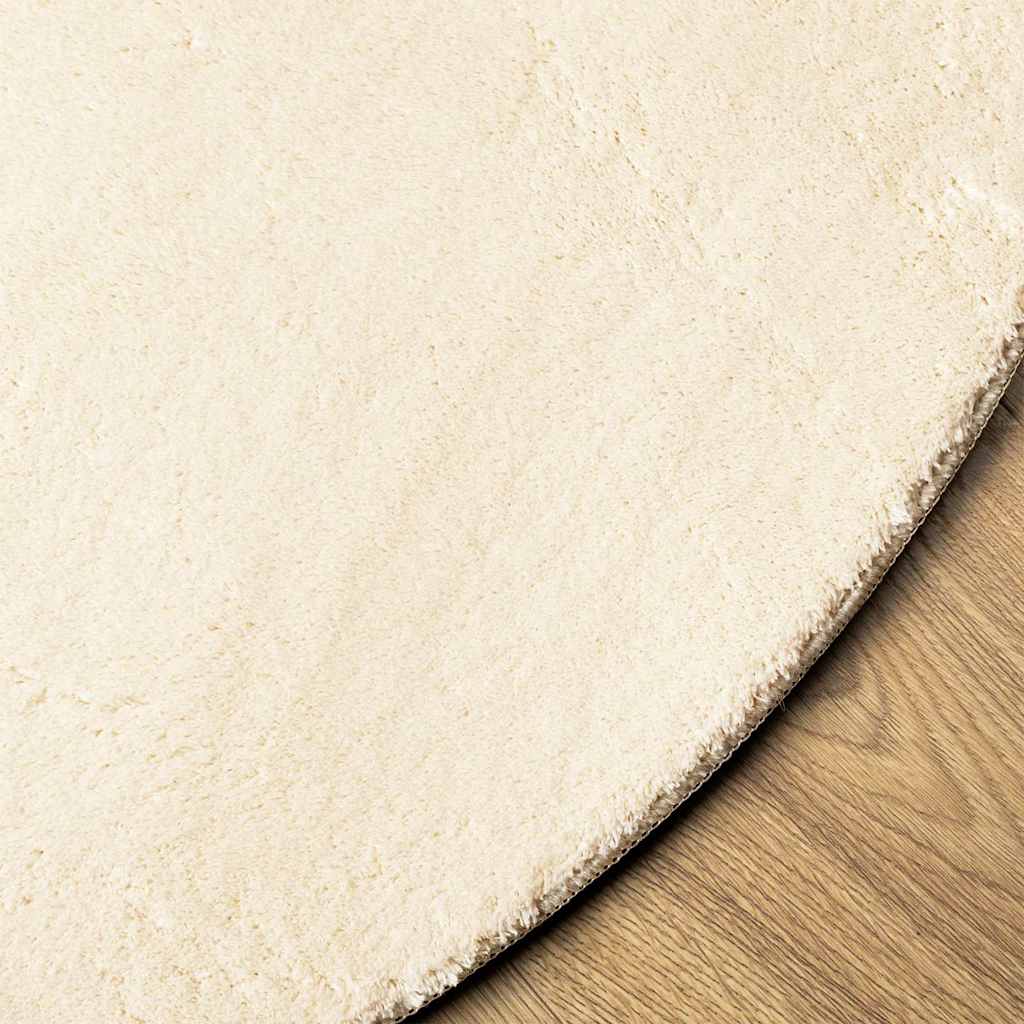 vidaXL Teppich HUARTE Kurzflor Weich und Waschbar Creme Ø 100 cm