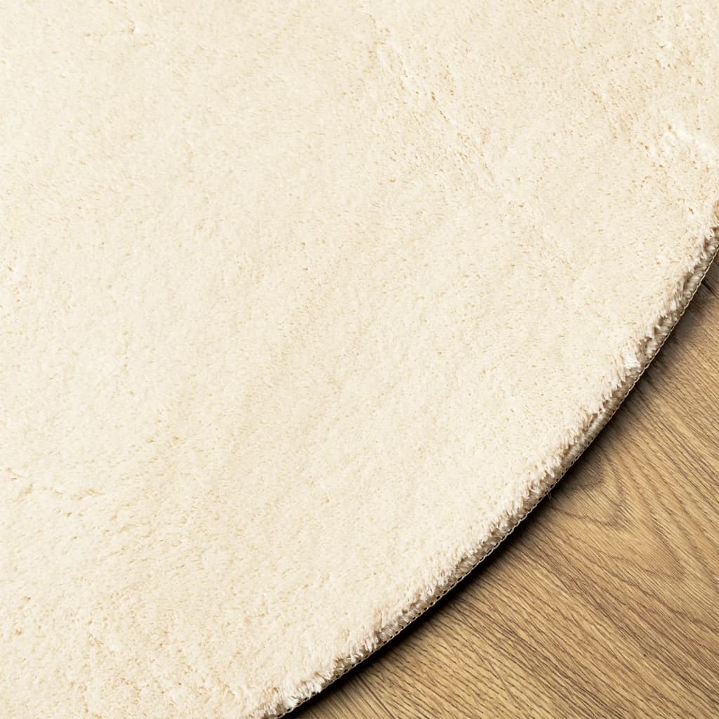 vidaXL Tapis HUARTE à poils courts, doux et lavable, crème Ø 120 cm