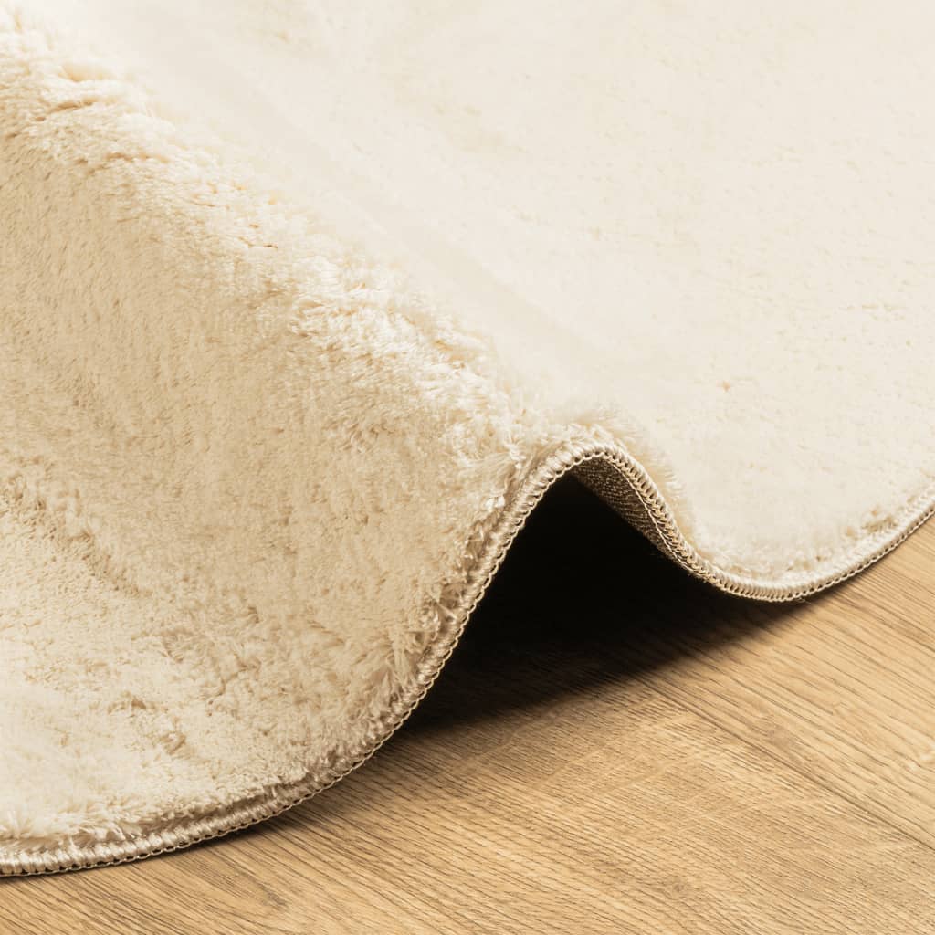 vidaXL Tapis HUARTE à poils courts, doux et lavable, crème Ø 120 cm
