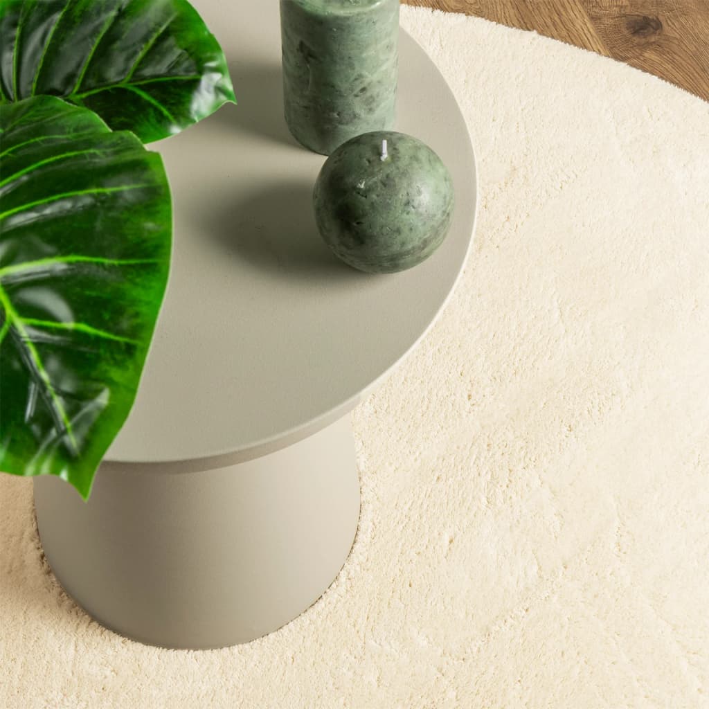 vidaXL Teppich HUARTE Kurzflor Weich und Waschbar Creme Ø 160 cm