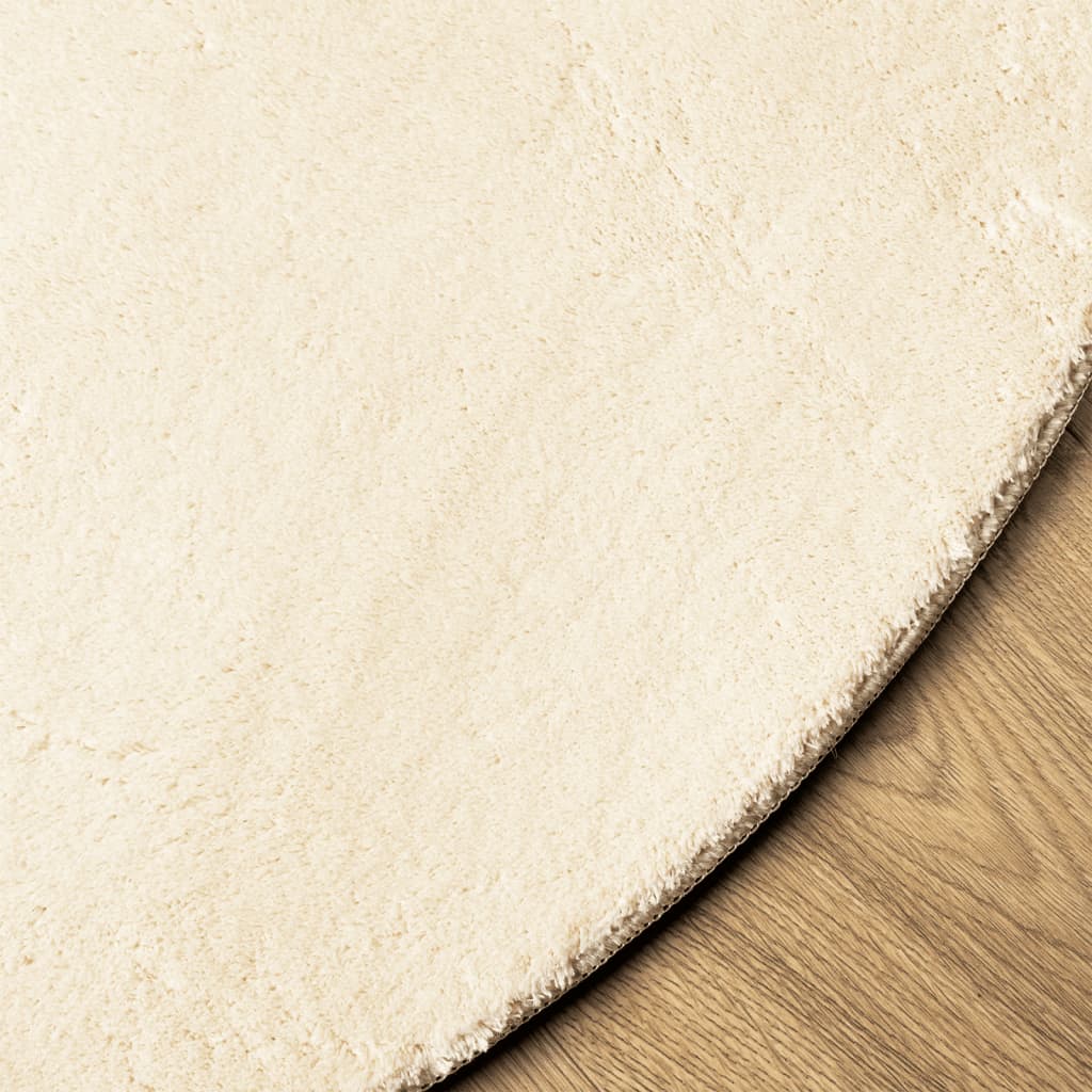 vidaXL Teppich HUARTE Kurzflor Weich und Waschbar Creme Ø 200 cm