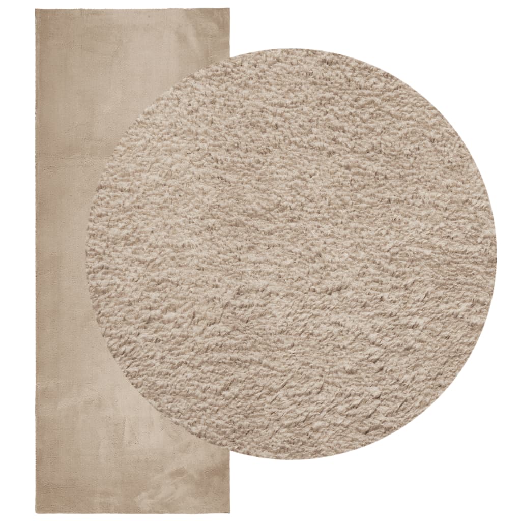 vidaXL Teppich HUARTE Kurzflor Weich und Waschbar Sandfarben 80x200 cm