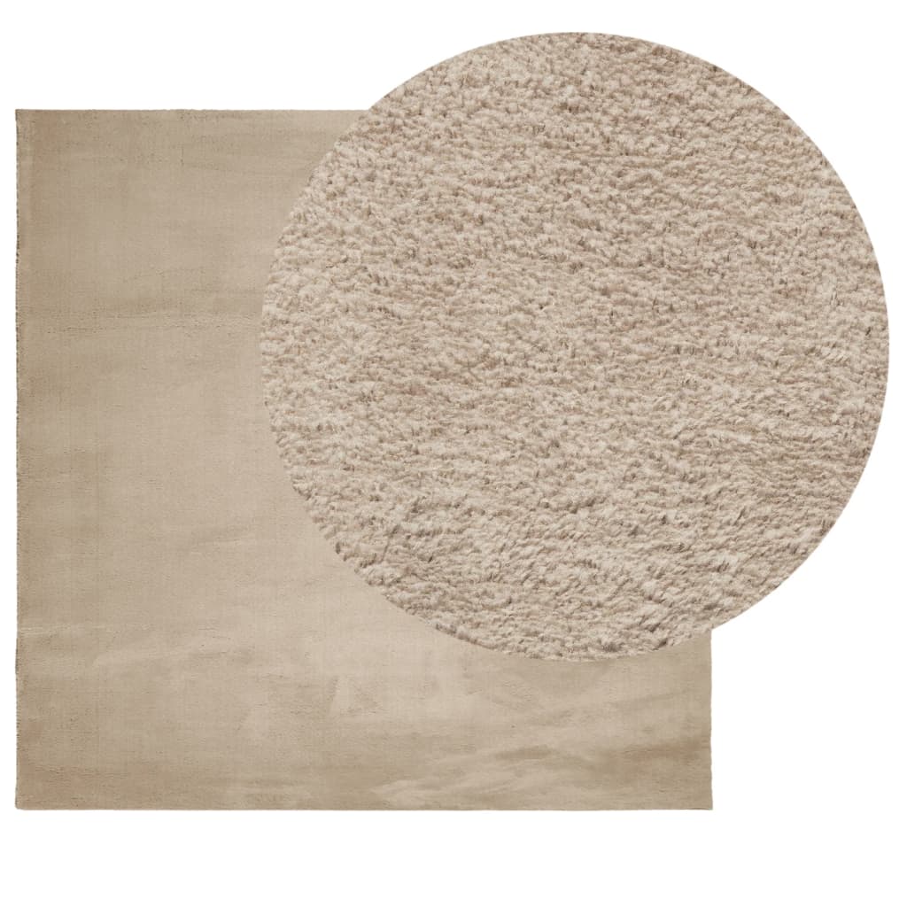 vidaXL Teppich HUARTE Kurzflor Weich und Waschbar Sandfarben 160x160cm