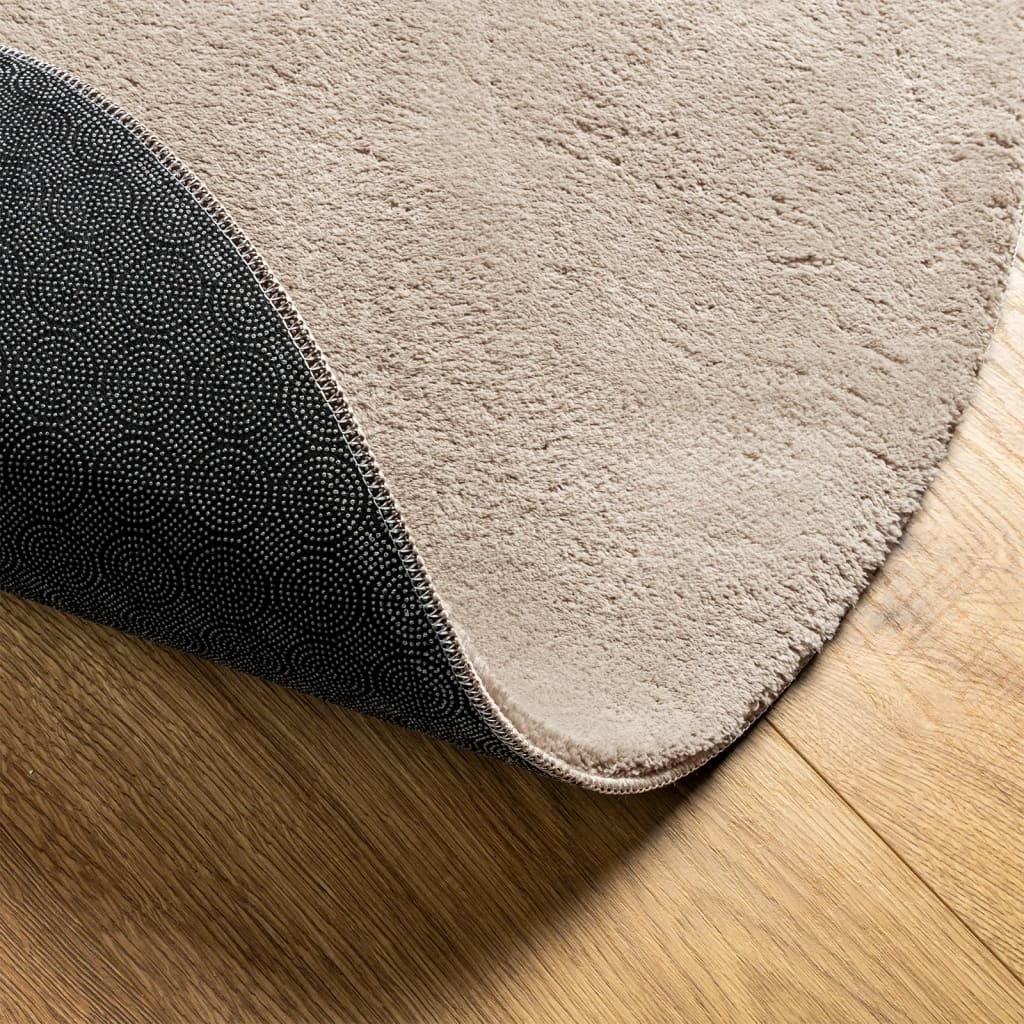 vidaXL Teppich HUARTE Kurzflor Weich und Waschbar Sandfarben Ø 80 cm