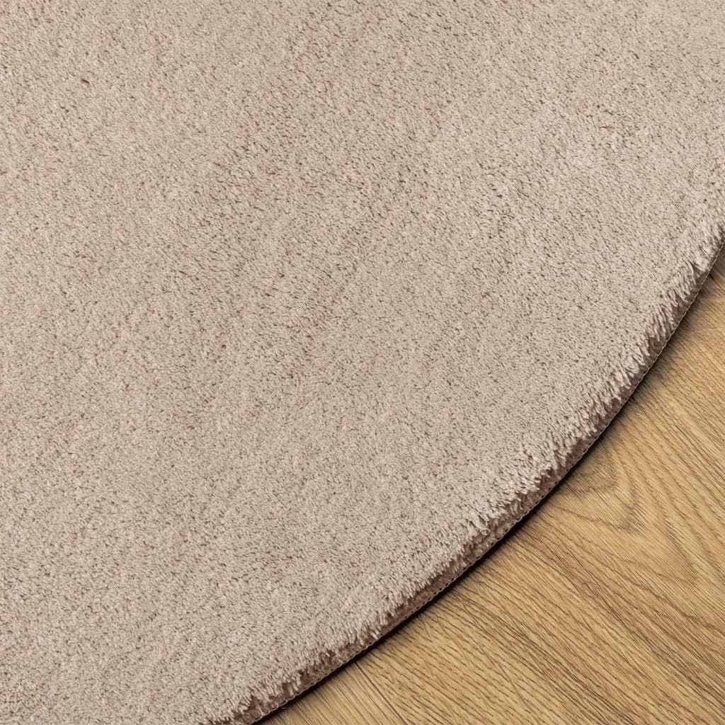 vidaXL Tapis HUARTE à poils courts, doux et lavable, couleur sable, Ø 100 cm