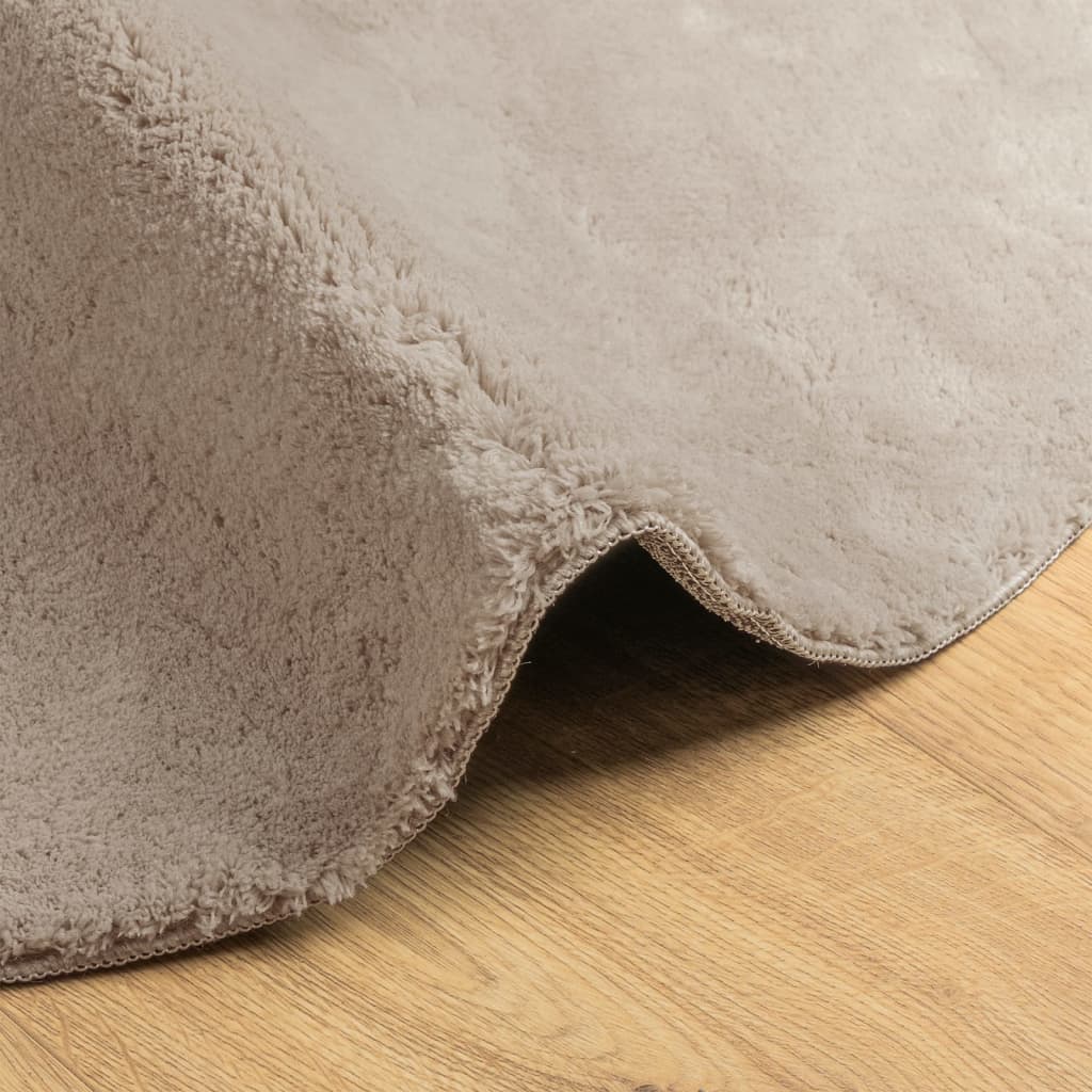vidaXL Tapis HUARTE à poils courts, doux et lavable, couleur sable, Ø 100 cm