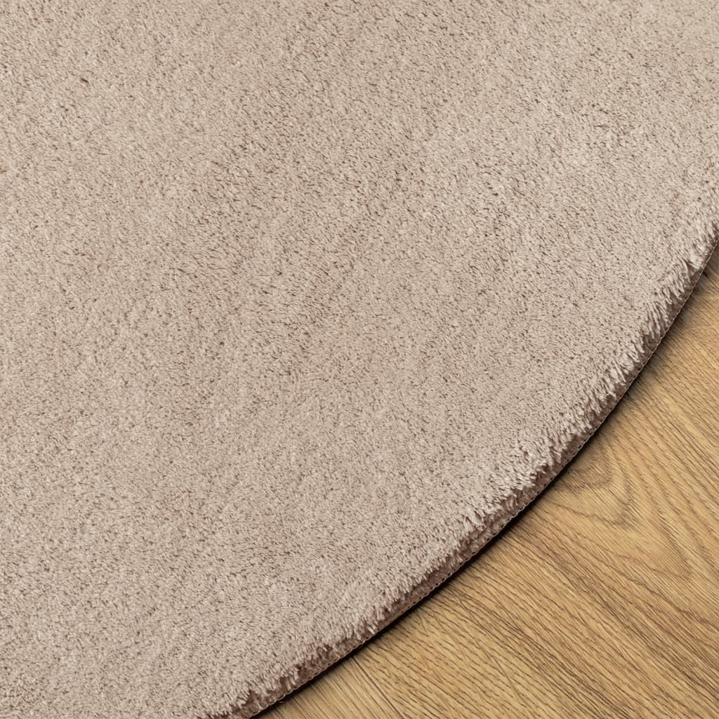 vidaXL Teppich HUARTE Kurzflor Weich und Waschbar Sandfarben Ø 120 cm