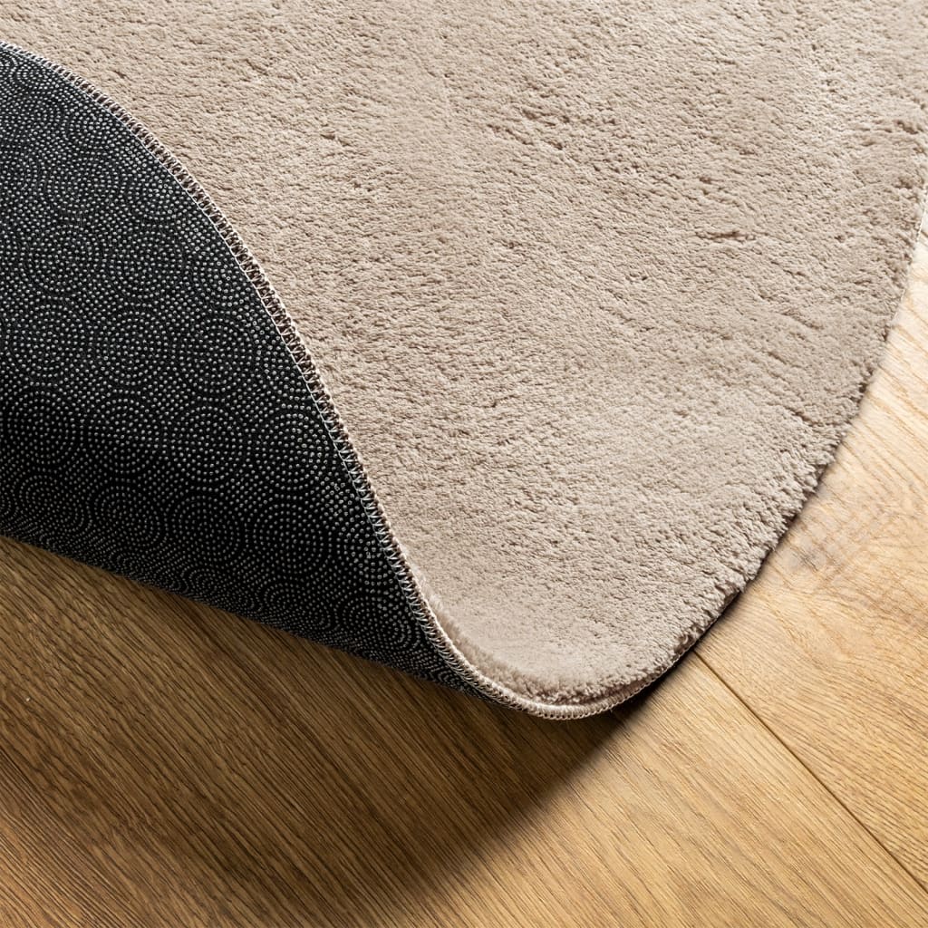 vidaXL Teppich HUARTE Kurzflor Weich und Waschbar Sandfarben Ø 160 cm