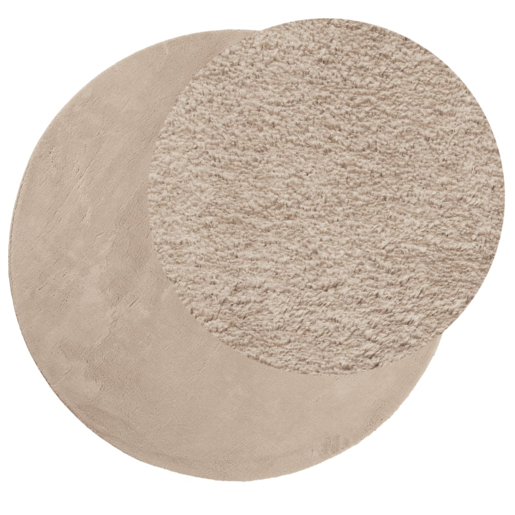 vidaXL Tapis HUARTE à poils courts doux et lavable couleur sable Ø 200 cm