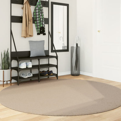 vidaXL Tapis HUARTE à poils courts doux et lavable couleur sable Ø 200 cm