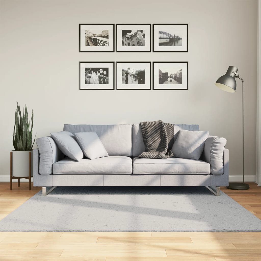 vidaXL Teppich HUARTE Kurzflor Weich und Waschbar Grau 160x160 cm