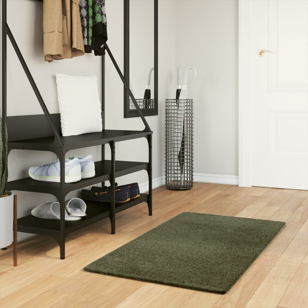 vidaXL Tapis HUARTE à poils courts doux et lavable vert forêt 60x110 cm