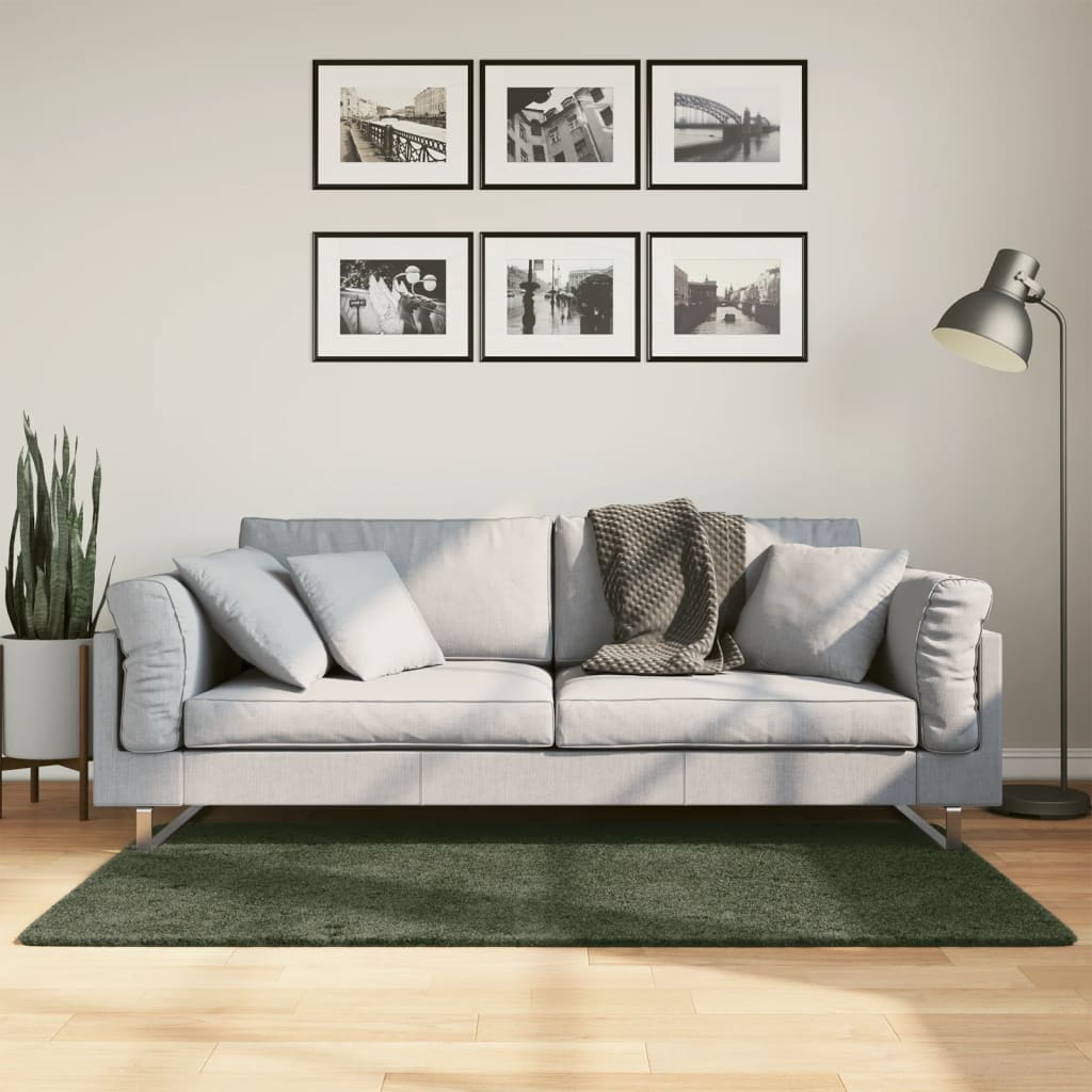 vidaXL Tapis HUARTE à poils courts, doux et lavable vert forêt 80x150 cm