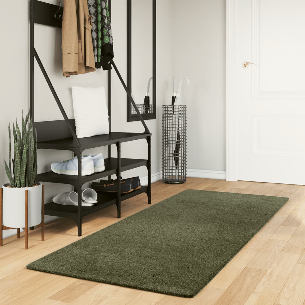 vidaXL Tapis HUARTE à poils courts doux et lavable vert forêt 80x200 cm