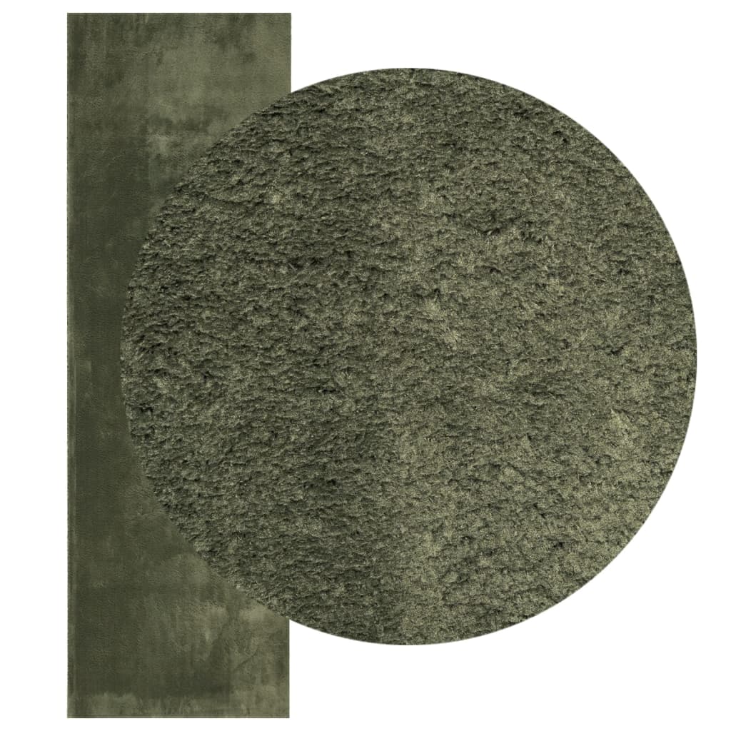 vidaXL Tapis HUARTE à poils courts, doux et lavable vert forêt 80x250 cm