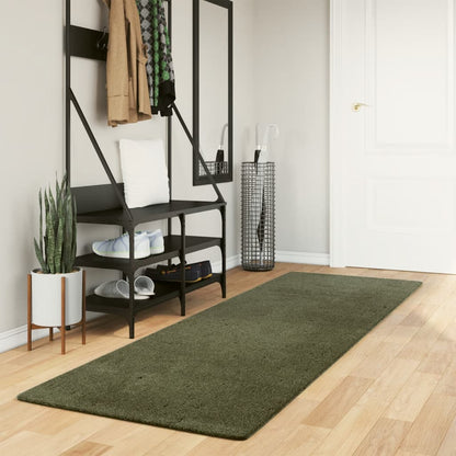 vidaXL Tapis HUARTE à poils courts, doux et lavable vert forêt 80x250 cm
