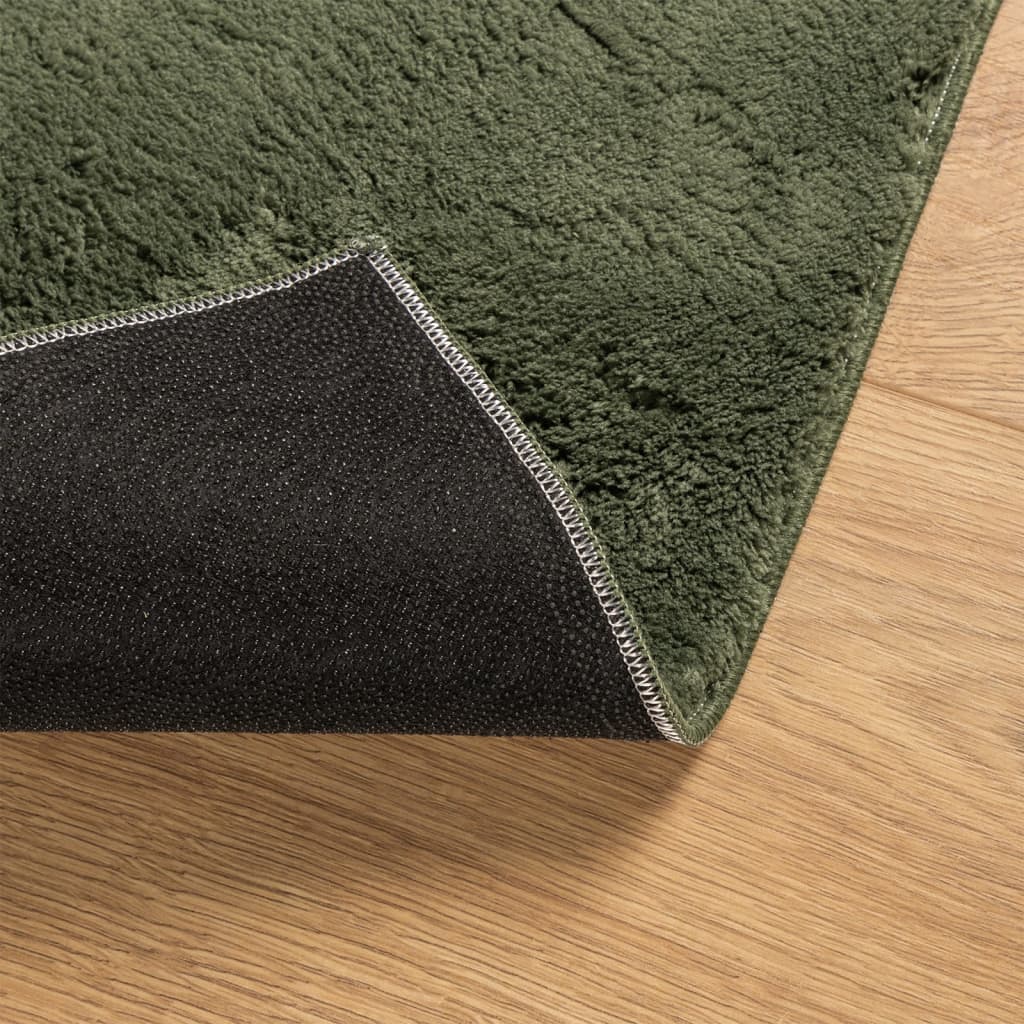 vidaXL Tapis HUARTE à poils courts doux et lavable vert forêt 100x200 cm