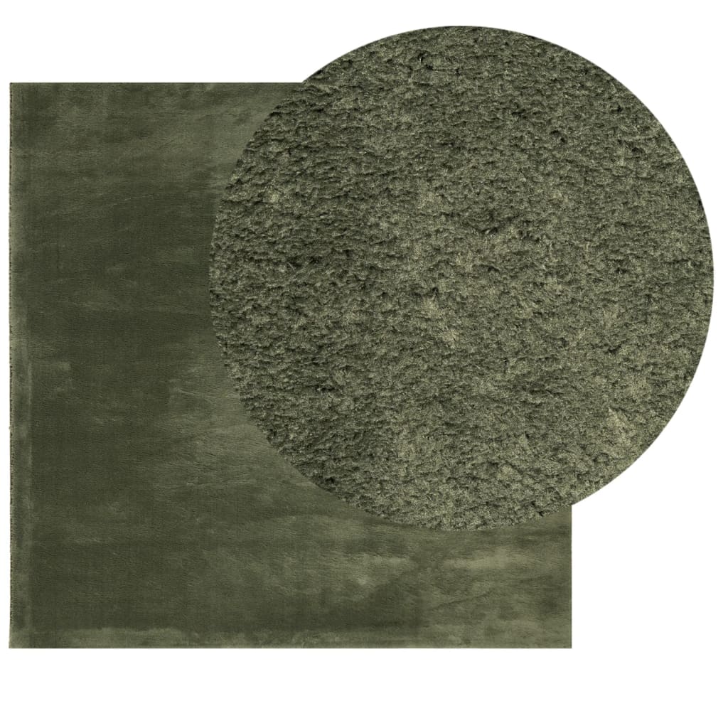 vidaXL Teppich HUARTE Kurzflor Weich und Waschbar Waldgrün 120x120 cm