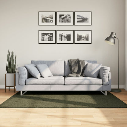 vidaXL Tapis HUARTE à poils courts, doux et lavable, vert forêt 120x170 cm