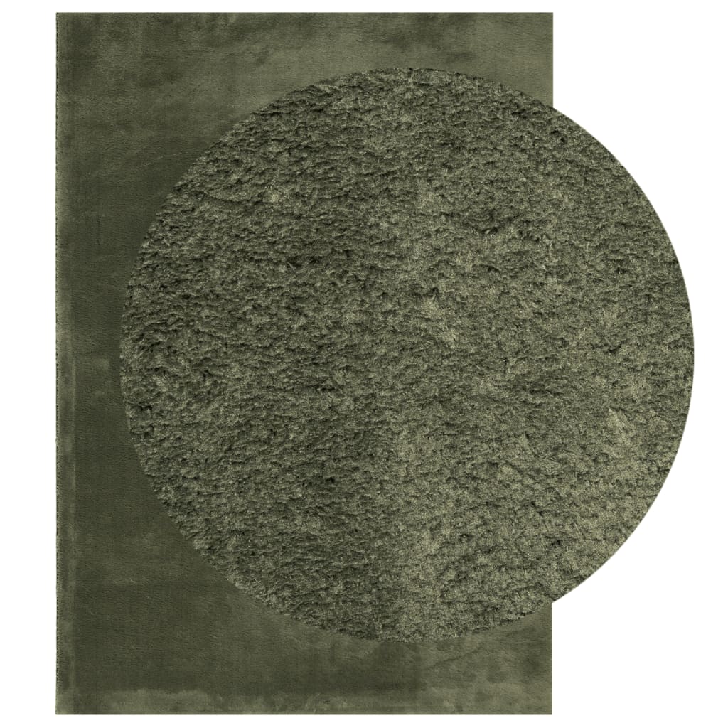 vidaXL Teppich HUARTE Kurzflor Weich und Waschbar Waldgrün 140x200 cm