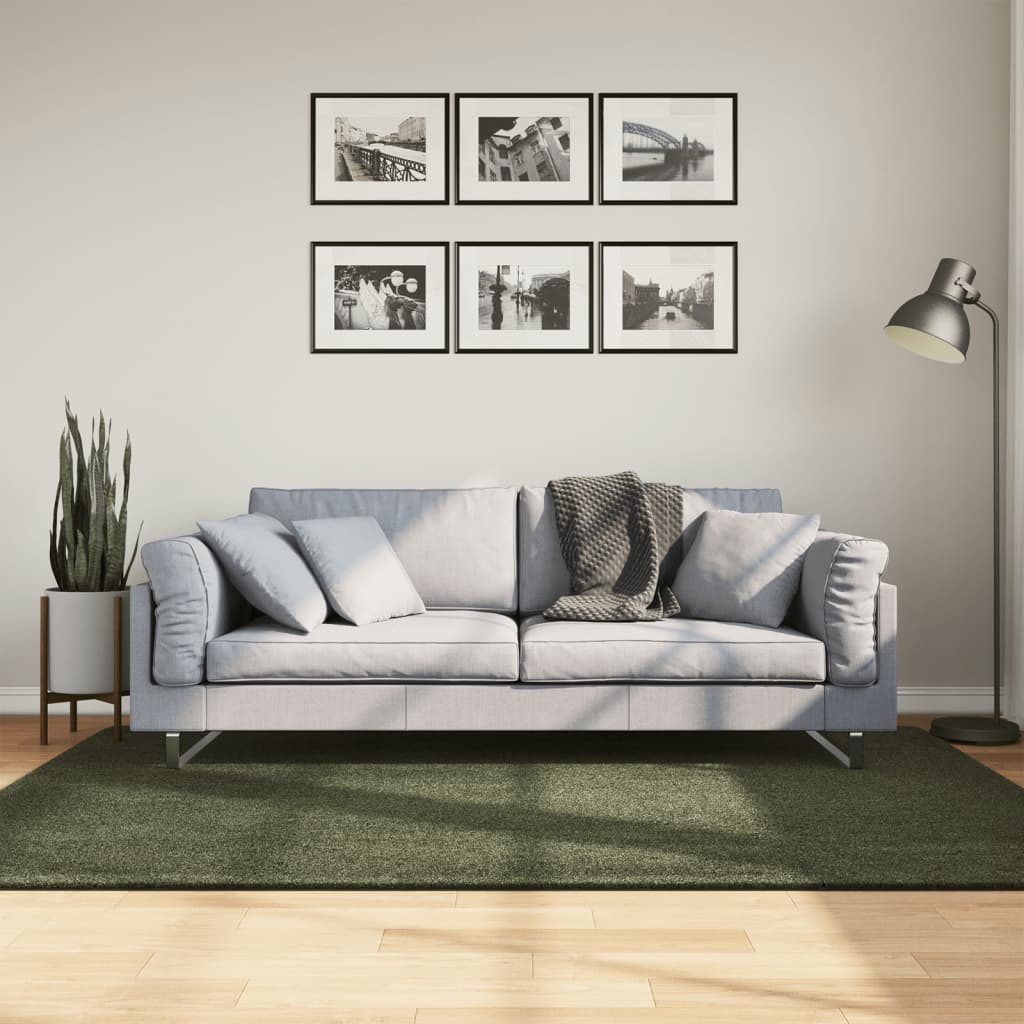 vidaXL Teppich HUARTE Kurzflor Weich und Waschbar Waldgrün 140x200 cm