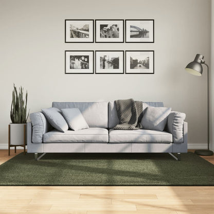 vidaXL Teppich HUARTE Kurzflor Weich und Waschbar Waldgrün 140x200 cm
