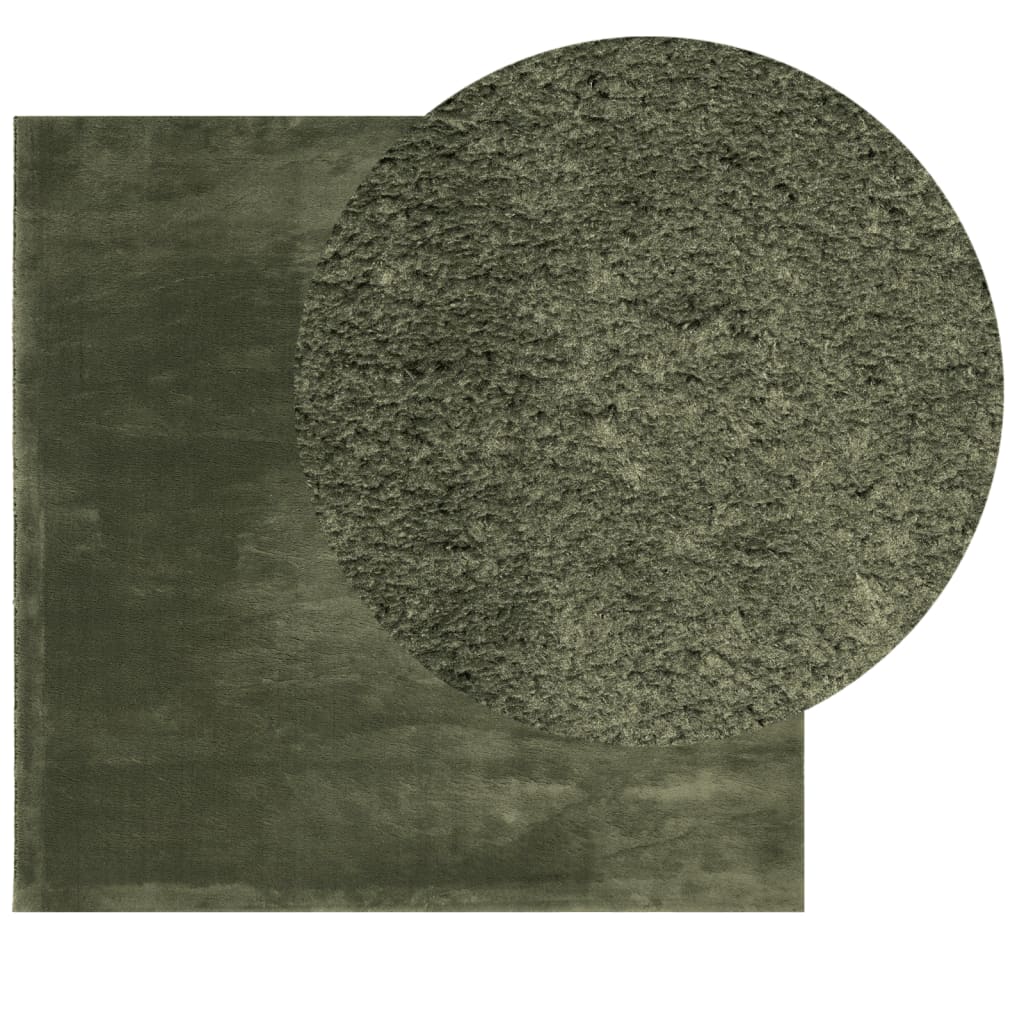 vidaXL Tapis HUARTE à poils courts doux et lavable vert forêt 160x160 cm