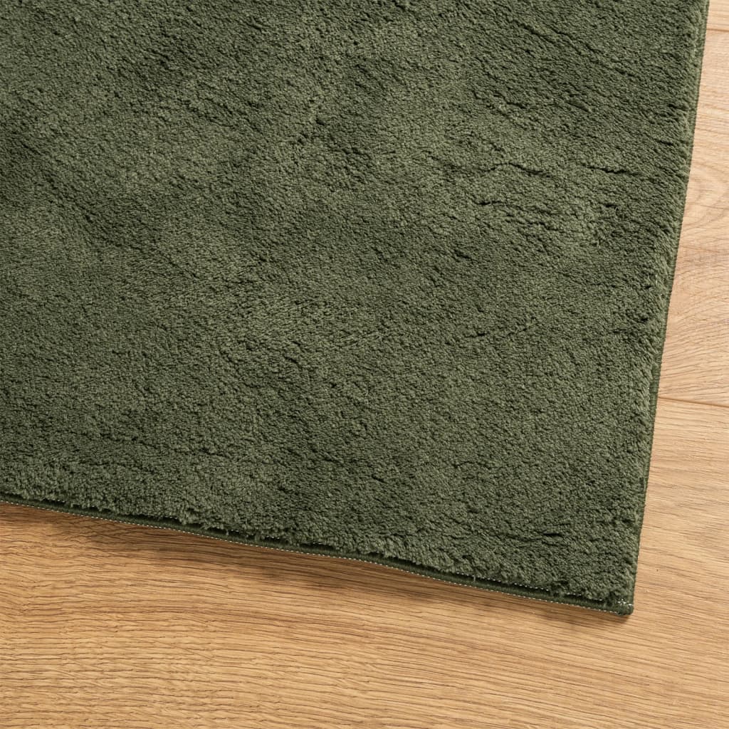 vidaXL Tapis HUARTE à poils courts, doux et lavable, vert forêt 200x200 cm