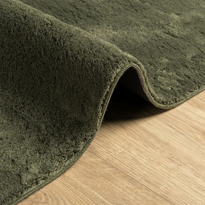 vidaXL Tapis HUARTE à poils courts, doux et lavable, vert forêt 200x200 cm