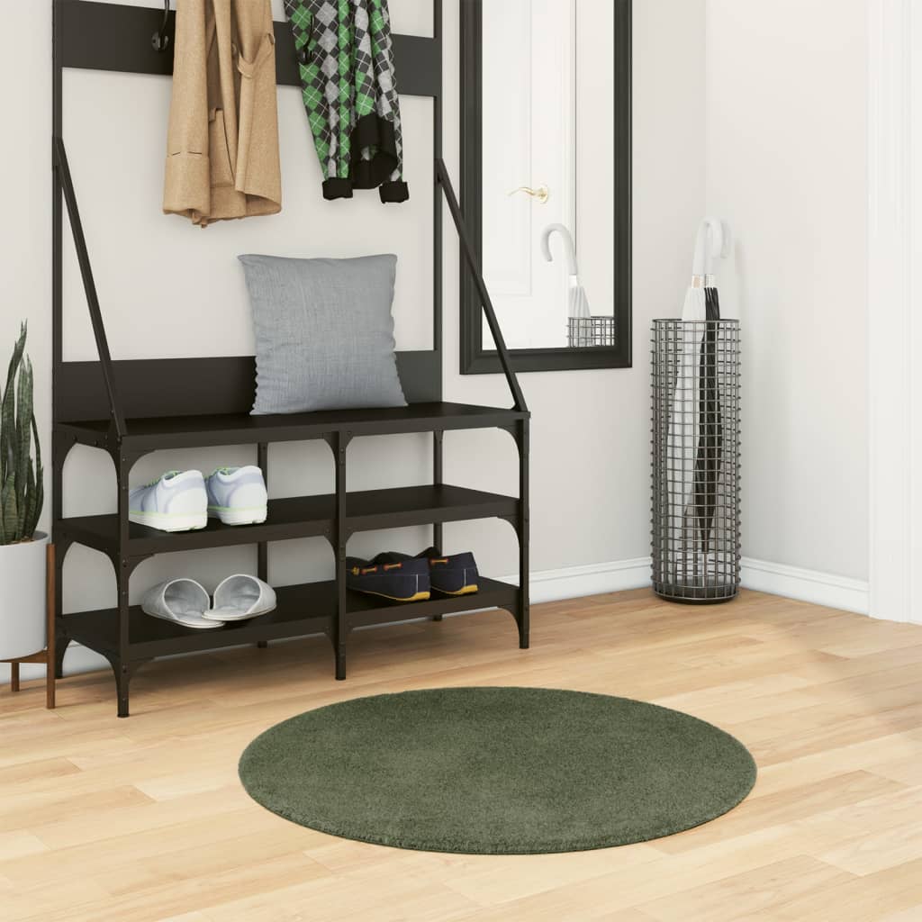 vidaXL Tapis HUARTE à poils courts, doux et lavable vert forêt Ø 80 cm