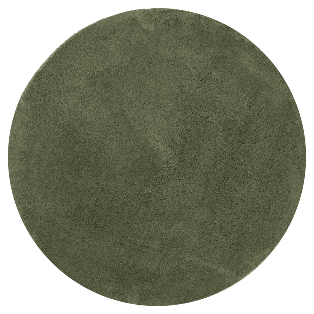vidaXL Tapis HUARTE à poils courts, doux et lavable, vert forêt, Ø 100 cm