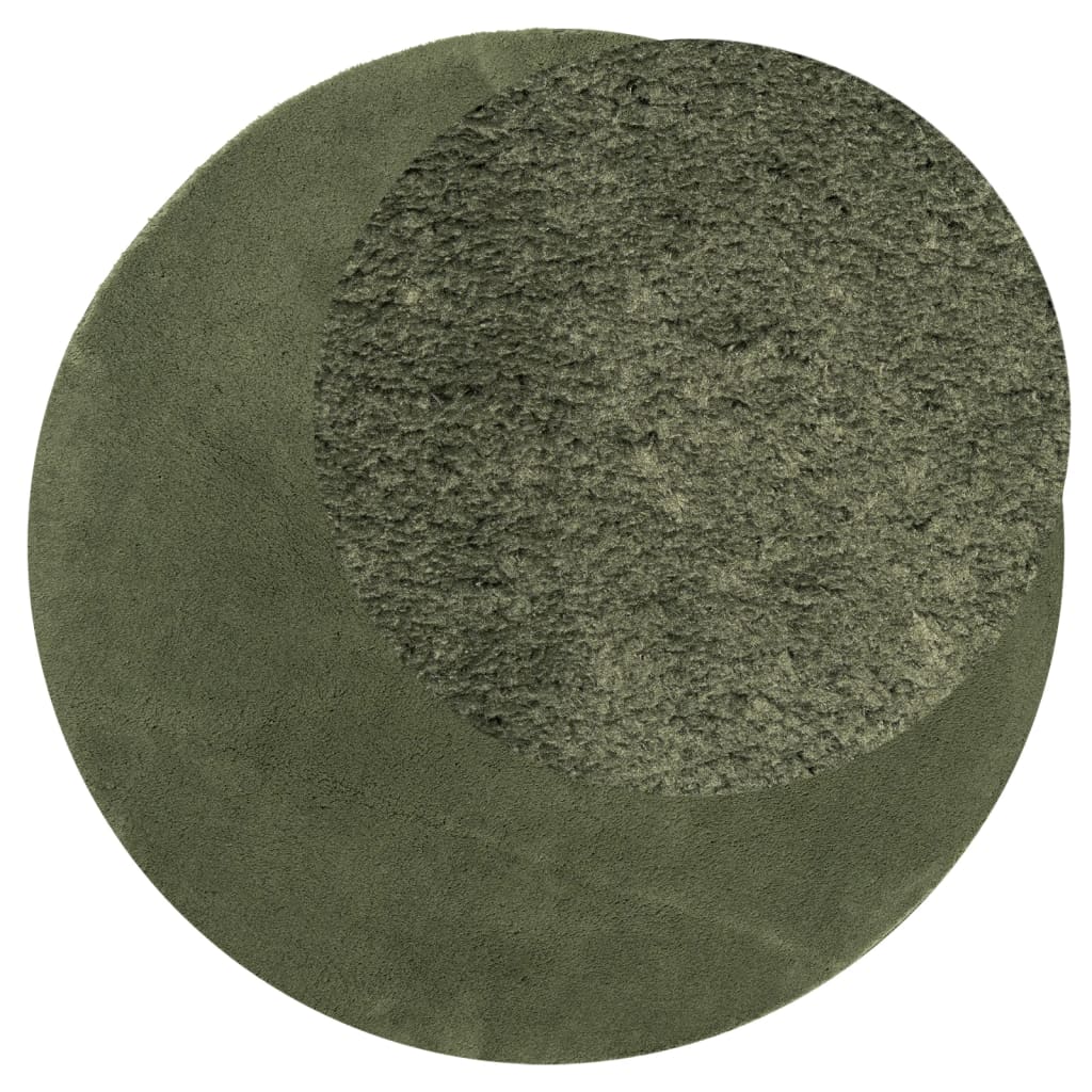 vidaXL Tapis HUARTE à poils courts, doux et lavable, vert forêt, Ø 100 cm