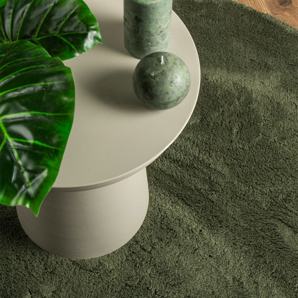 vidaXL Tapis HUARTE à poils courts, doux et lavable, vert forêt, Ø 100 cm